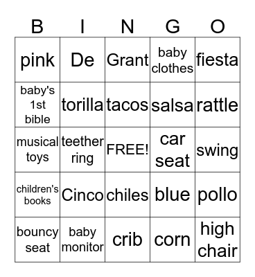 Cinco de Grant  Bingo Card