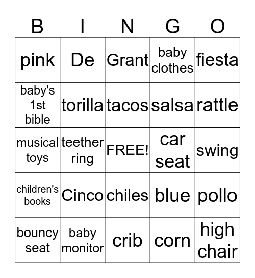 Cinco de Grant  Bingo Card