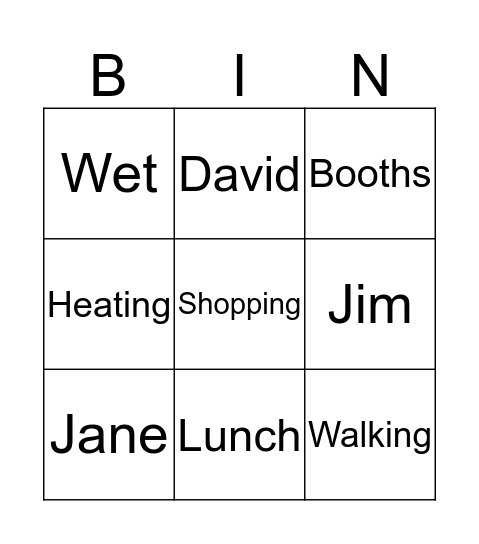 Jan 1st Bingo Card