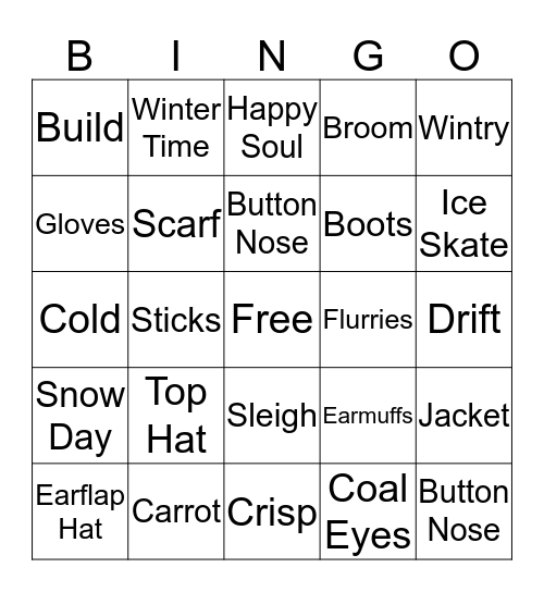 Snowman Bingo Card