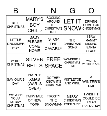 CHRISTMAS Bingo Card