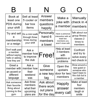 Front Desk Interaction Bingo  Bingo Card