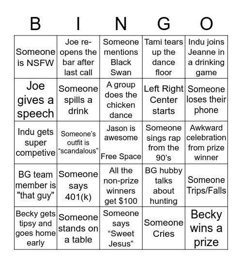 ARGI Christmas Bingo Card