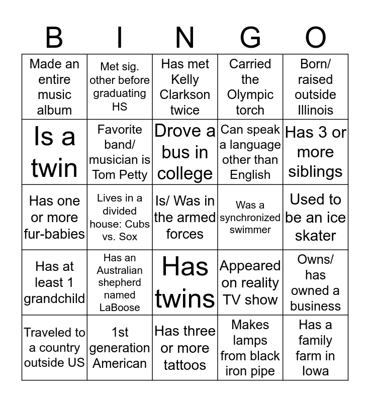 get to know you bingo office