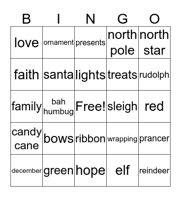 Christmas Bingo Card