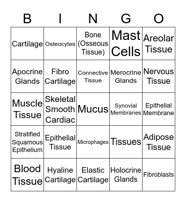 Tissues Bingo Card