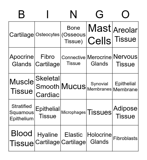Tissues Bingo Card