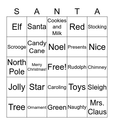 Santa Bingo Card