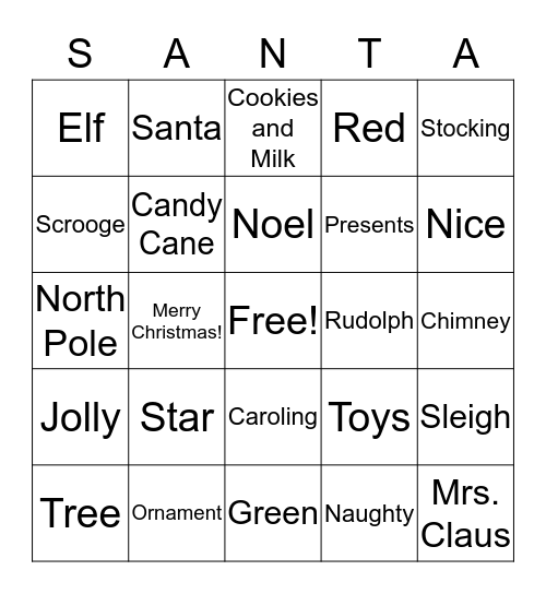Santa Bingo Card