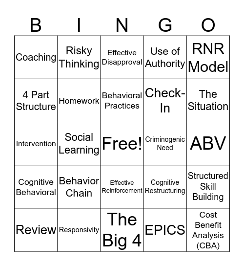 EPICS Bingo Card