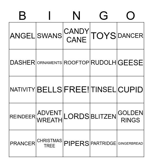 HOLIDAY Bingo Card