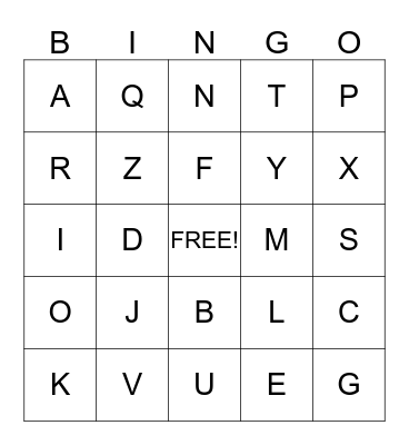 ALPHABET BINGO Card