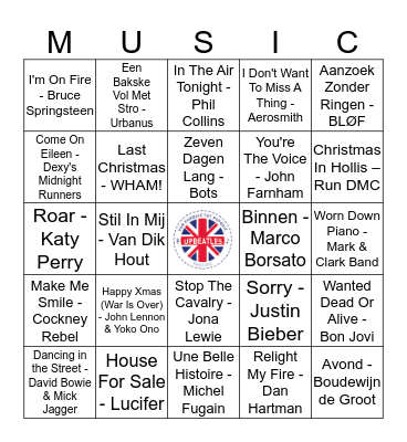 Jozef Top 2000 Quiz 2017 #1 Bingo Card