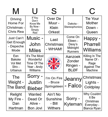 Jozef Top 2000 Quiz #2 Bingo Card