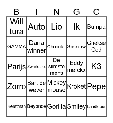 Kerstbingo Card