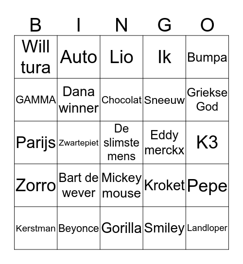 Kerstbingo Card