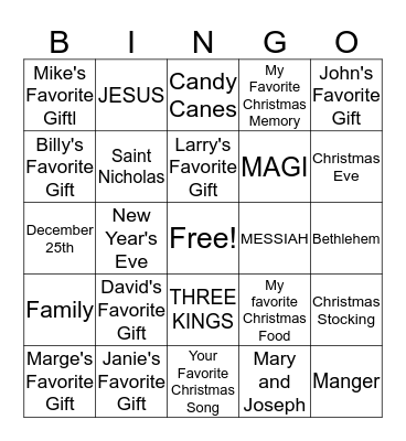 CHRISTMAS BINGO Card