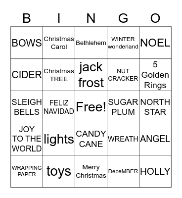 CHRISTMAS  Bingo Card