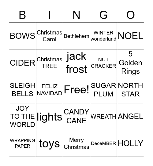 CHRISTMAS  Bingo Card