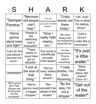 Sharknado Bingo Card