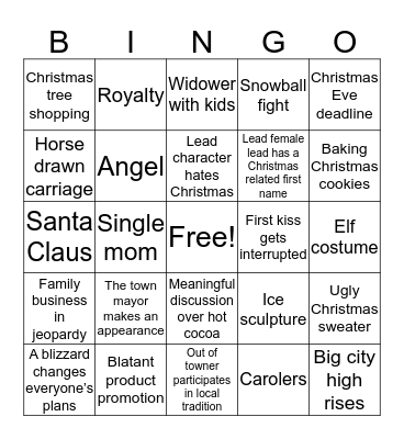 Hallmark Christmas Movie  Bingo Card