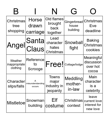 Hallmark Christmas Movie  Bingo Card