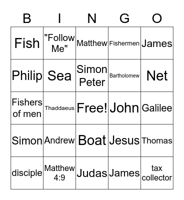 Jesus Called Disciples Bingo Card