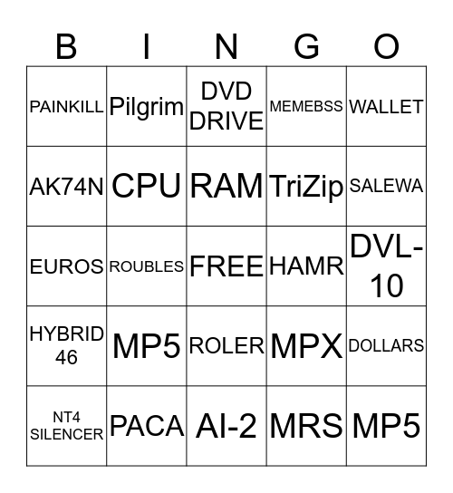 Bandit Bingo Card