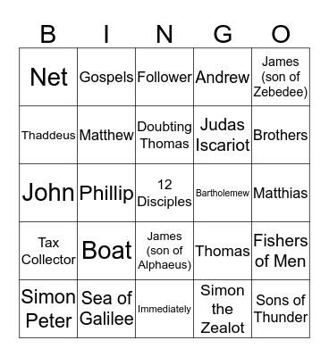 12 Disciple Bingo Card