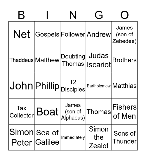 12 Disciple Bingo Card