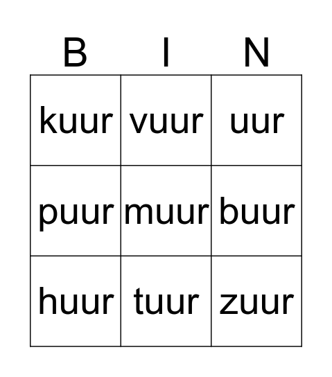 woordbingo Card