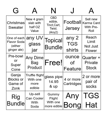 Ganja Bingo Card