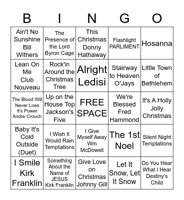 UBC CHRISTMAS SONGS BINGO Card