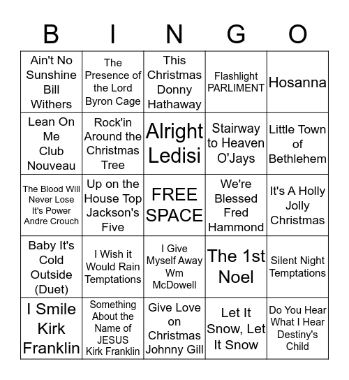 UBC CHRISTMAS SONGS BINGO Card