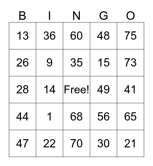 Spanish Bingo Card