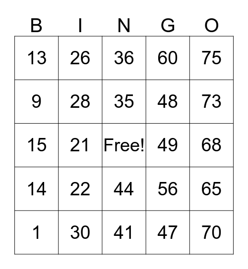 Spanish Bingo Card