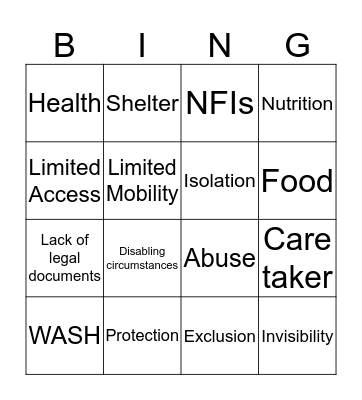 OP risks bingo! Bingo Card