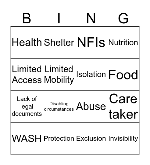 OP risks bingo! Bingo Card