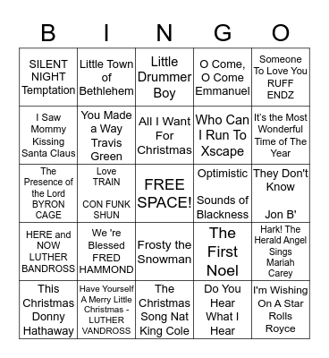 United Baptist Church Christmas Bingo Card