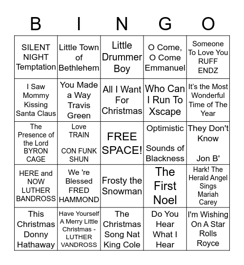 United Baptist Church Christmas Bingo Card