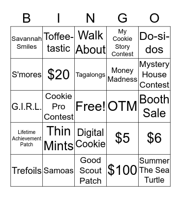 Guess The Cookie Bingo!! Bingo Card