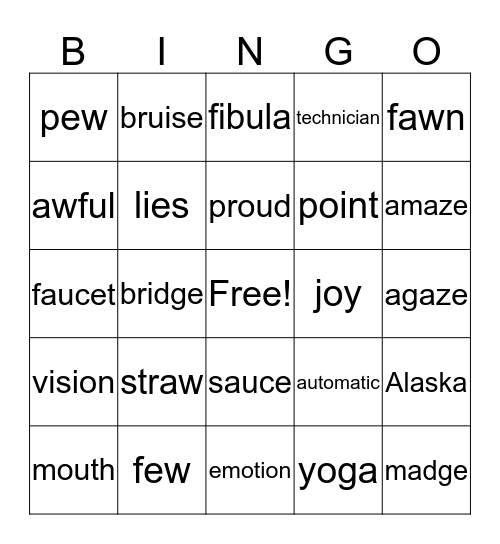 December Review Bingo Card