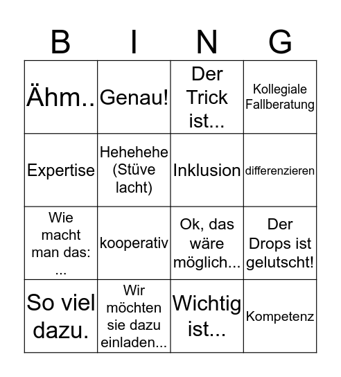 Stüve/Urban Bingo Card