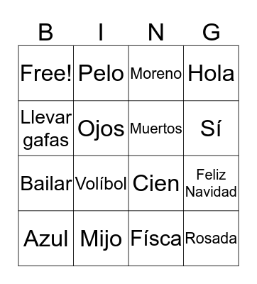 Spanish Bingo Card