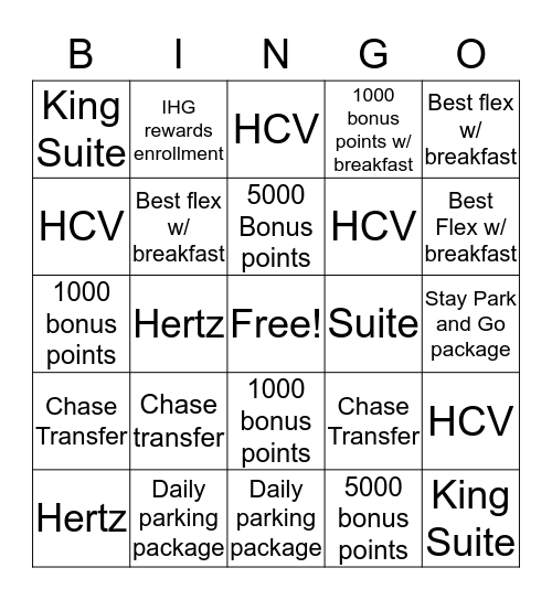 Premium and Packages bingo! Bingo Card