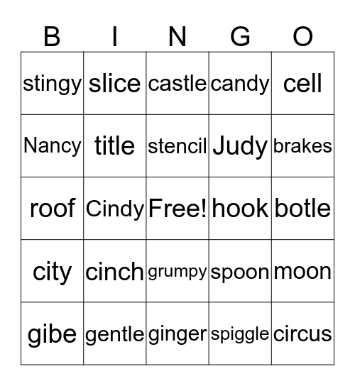 Winter Review Bingo Card