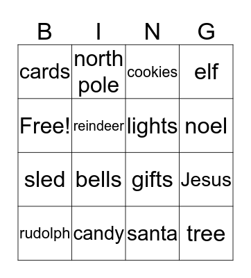 christmas bingo Card