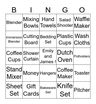 Bridal Shower Bingo Card