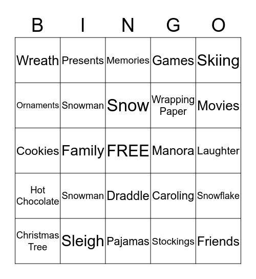 Holiday BINGO Card