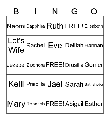 Bible Couples Bingo Card